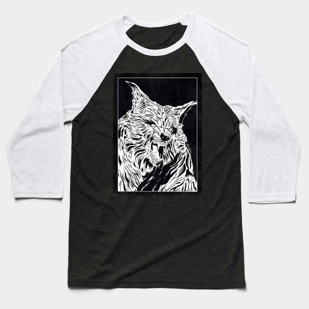 THE HOWLING (Black and White) Baseball T-Shirt by Famous Weirdos